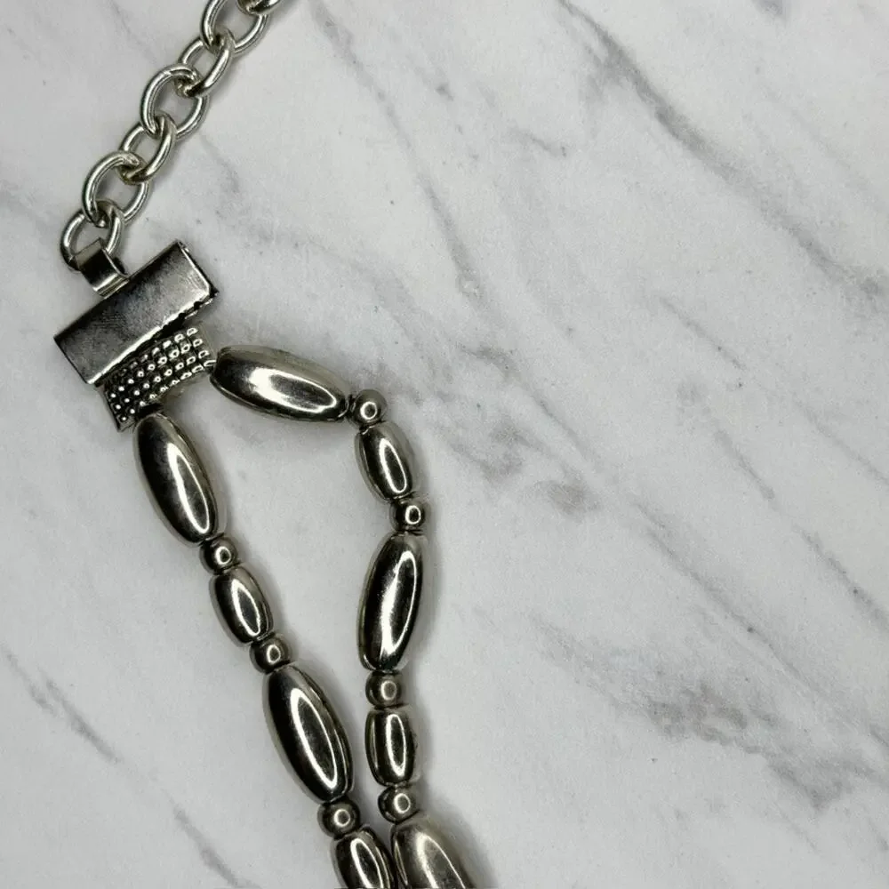 Vintage Womens Silver Tone Beaded Chain Belt XS Small (XS/S) ✨